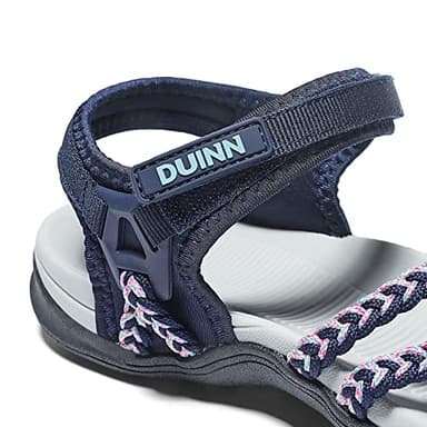 UBFEN Womens Hiking Comfort Sport Sandals Beach Vacation Camping Casual Sport Sandals with Adjustable Straps and Arch Support Size US 11 Blue Pink - Image 3