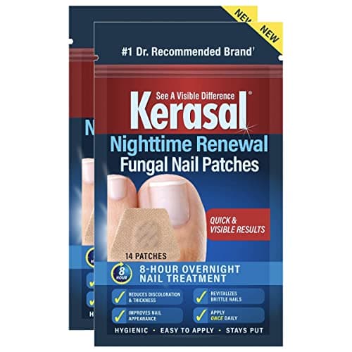 Kerasal Nighttime Renewal Fungal Nail Patches - 14 Patch Twin Pack - Overnight Nail Repair for Nail Fungus Damage, 8-Hour Nail Treatment Restores Healthy Appearance - Image 1