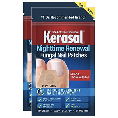 Kerasal Nighttime Renewal Fungal Nail Patches - 14 Patch Twin Pack - Overnight Nail Repair for Nail Fungus Damage, 8-Hour Nail Treatment Restores Healthy Appearance - Image 1