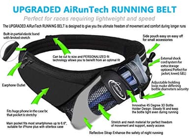 AiRunTech Running Hydration Belt with Water Bottle Holder,Hiking Fanny Pack for Phone and Wallet,Running Bag Runners Essentials Accessories Marathon Triathlon Walking Jogging Gear Gift - Image 2