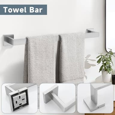 10-Piece Bathroom Hardware Accessories Set-Brushed Nickel Towel Bar, Holder & Racks-SUS304 Stainless Steel-Wall Mounted,23.6-Inch - Image 4