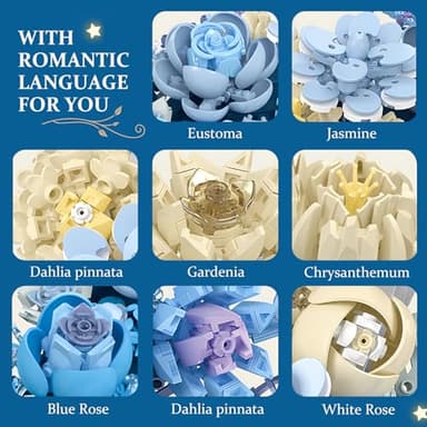 SUNHABI Flower Building Set Botanical Collection Set of Crescent-Shaped That for Adults or Kids Unique Décor Table or Wall Decoration, Home Décor Great Gift for Her and Him - Image 5