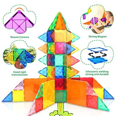 Magnetic Tiles Toddler Toys Magnetic Building Blocks for Kids Ages 3-12 STEM Educational Toys for Girls & Boys Sensory Play for Preschool Learning Birthday Chritmas Gifts Stocking Stuffers - Image 7