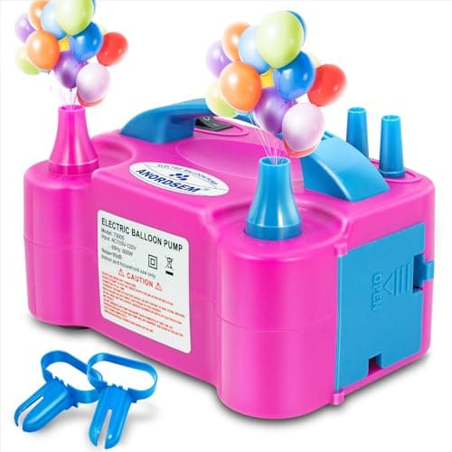 Anordsem Balloon Air Pump Electric: Balloon Inflator Portable for All Balloons at Home - Rose Red Blower Machine Dual Nozzle for Party Balloon Arch Kit Stand Birthday DIY Decoration - Image 1