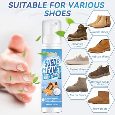 Suede Cleaner, Suede Shoe Cleaner with Suede Brush & Towel, Trainer Cleaner Foam Removes Dirt & Stain, Suede & Nubuck Cleaner, Shoe Cleaner Kit for Suede, Knit, Boot, Nubuck, Trainer, Leather,Sneaker - Image 3