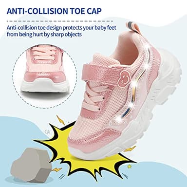 CNFOOTJKY Toddler Girls Light Up Shoes Lightweight LED Flashing Shoes Breathable Mesh Running Sneakers for Little Kids Size 11.5 Candy Pink - Image 5