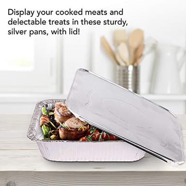 Foil Pans with Lids - 9x13 Aluminum Pans with Covers - 25 Foil Pans and 25 Foil Lids - Disposable Food Containers Great for Baking, Cooking, Heating, Storing, Prepping Food Silver - Image 5