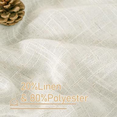LAMIT Semi Sheer Cream Linen Curtains 36 Inch Length 2 Panels, Light Filtering Panels Back Tab and Rod Pocket Neutral Drapes for Bathroom/Kitchen/Loft Room, 34 x 36 Inch - Image 3