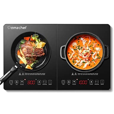 Double Induction Cooktop AMZCHEF Induction Cooker 2 Burners, Low Noise Electric Cooktops With 1800W Sensor Touch, 20 Temperature & Power Levels,Independent Control,3-hour Timer, Safety Lock - Image 9