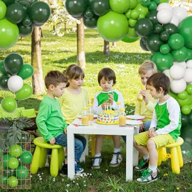 Amandir 153pcs Green Balloons Arch Garland Kit, Different Sizes 18 12 10 5inch Dark Emerald Light Lime Green Latex Confetti Balloon for Safari Jungle Baby Shower Birthday Graduation Party Decorations - Image 5