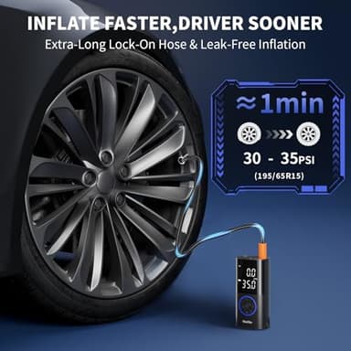 OlarHike Tire Inflator Portable Air Compressor, Smart Dual Hose System, 160PSI Auto Air Pump for Car Tires, Bike,Bicycle, Motorcycles,Electric Pump with LED Light & Digital Pressure Gauge - Image 3