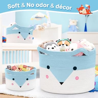 AXHOP Large Baby Basket Toy Storage 3 Pack, (20"x13.8") Woven Baby Laundry Basket Blanket Basket, Stuffed Animal Storage, Baby Gift Basket Empty, Toy Basket for Kids, Dog, Cat. - Image 3