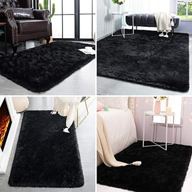 TWINNIS Super Soft Shaggy Rugs Fluffy Carpets, 4x5.9 Feet, Indoor Modern Plush Area Rugs for Living Room Bedroom Kids Room Nursery Home Decor, Upgrade Anti-Skid Rectangular Fuzzy Rug, Black - Image 5