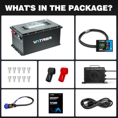 VATRER POWER 72V (70.4V) 105Ah Lithium Golf Cart Battery, Built-in 200A BMS, with Touch Monitor & Mobile APP, 4000+ Cycles LiFePO4 Battery, Max 14.08kW Power Output, Perfect for Golf Carts - Image 8