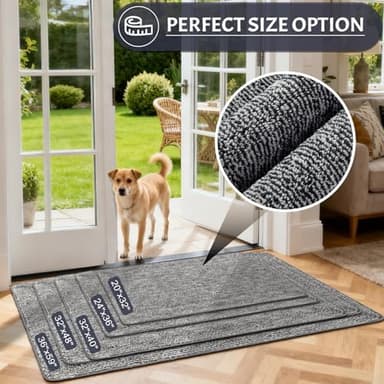 REFETONE Indoor Doormat, Front Door Mat 32"x40" Absorbent Rubber Backing Non Slip Back Door Mats, Washable Low-Profile Inside Floor Mat Door Rugs for Entryway, Resist Dirt Mud Mat for Dogs, Black - Image 8