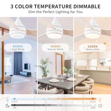 SAMPHON Ceiling Fans with Light and Remote Control, 42'' White Modern Ceiling Fan with Light, Dual-Sided Blades Ceiling Fan with Reversible Motor, 6 Speed for Living Room, Bedroom, Kitchen - Image 4