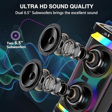 DFTRT Karaoke Machine for Adults with 2 Wireless Microphones, Portable Bluetooth Karaoke Speaker for Outdoor, Big Party PA System with Disco Lights for Gatherings, The Best Gifts for Family - Image 4