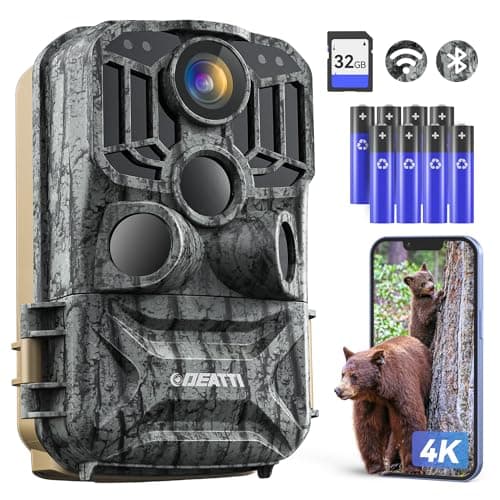 DEATTI Trail Camera 48MP 4K Game Camera with 8 Batteries 32GB SD Card,WiFi Bluetooth Connection,Trail Cameras with Night Vision Motion Activated Waterproof for Wildlife Deer Outdoor 0.1s Trigger Time - Image 1