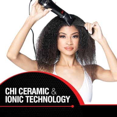 CHI Volumizer 4-in-1 Blowout Brush, Hair Dryer Creates Smooth, Silky & Shiny Hair, Four Interchangeable Attachments For Versatile Styling, Black - Image 4