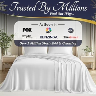 DECOLURE 100% Viscose Derived from Bamboo Sheets Queen Size 4pcs - Ultra Soft & Luxuriously Cooling, 17" Deep Pocket, Double Stitching, Perfect for Hot Sleepers - Queen Bed Sheets (White) - Image 6