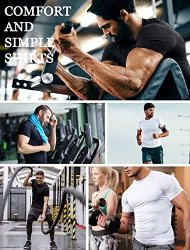 TELALEO 6 Pack Men's Compression Shirt Short Sleeve Athletic Baselayer Sports T Shirts Workout Tops for Men Black White M - Image 6