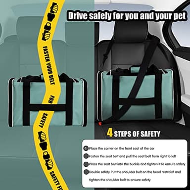 Cat Carrying Case Pet Dog Carrier Soft-Sided Cat Bag Airline Approved, Pet Travel Carrier Up to 15 Lbs, Collapsible Cats Carrier Dog Carrier for Medium Small Cats Dogs(17x11x11 Green) - Image 4