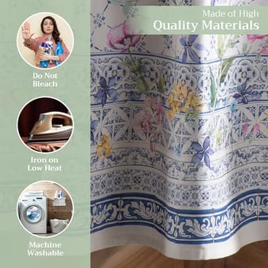 Maison d' Hermine Table Cloth Round Table 100% Cotton 63 Inches Tablecloth Reusable Decorative Everyday Use for Dining Room, Farmhouse, Home, Party, Festive & Wedding Spring Summer - Faience - Image 4
