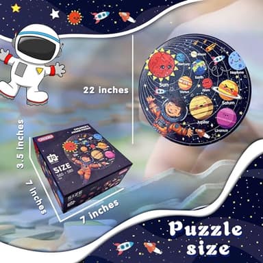 TALGIC Puzzles for Kids Ages 4-6 with Solar System Planets, 70 Piece Round Large Kids Floor Puzzles for Ages 3 4 5 6 7 8, Educational Toy Gift Jigsaw Puzzles for 5 Year Old Boys Girls - Image 4