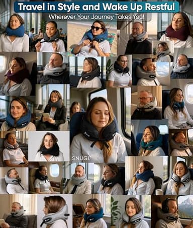 SNUGL Travel Pillow – Memory Foam - Travel Pillows for Airplanes - Neck Pillow for Airplane with Carry Bag & Clip – Neck Support Pillows for Pain Relief (Adult Small - Black) - Image 8