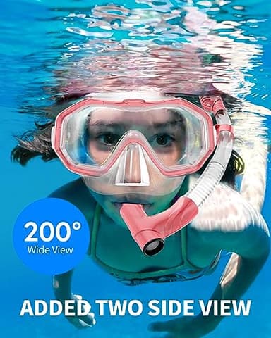 Bairuifu Kids Swim Goggles for Kids 4-16, Anti-Shattered Lens/Anti-Fog / 180 Panoramic View/Nose Cover Swimming Goggles - Image 2