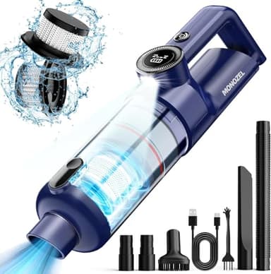 MONOZEL Handheld Vacuum Cordless - Car Vacuum Cleaner with Brushless Motor, 15000Pa Powerful Suction with LED Light, Type C Cable, 2 Fliters, Portable Hand Vacuum for Home, Car, and Office - Image 1