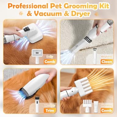SNOYWEN Dog Grooming Vacuum & Dryer & Clippers for Shedding Grooming, 3L Canister for Large Dog, 3 in 1 Grooming Kit for Dogs at Home, Adjustable Temperature and Airflow Pet Grooming Kits. - Image 7