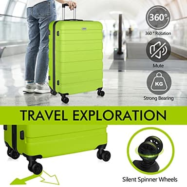 AnyZip Luggage PC ABS Hardside Lightweight Suitcase with 4 Universal Wheels TSA Lock Checked-Large 28 Inch Apple Green - Image 3