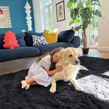 OLANLY 8x10 Machine Washable Large Area Rugs for Living Room, Bedroom, Soft Fluffy Shaggy Bedside Rug, Indoor Floor Carpet for Kids Girls and Boys, Dorms, Nursery, Home Decor Aesthetic, Black - Image 5