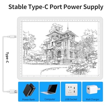 TOHETO A4 Light Board for Diamond Painting, Super Bright Magnetic Light Pad with Side Buttons, Lightbox for Tracing and Drawing, Corded Light Table for Sketching, Animation, Weeding Vinyl (White) - Image 7