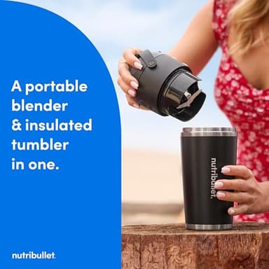 nutribullet Flip Portable Blender with Insulated Cup, Cordless, Black, NBPB50350AK - Image 2