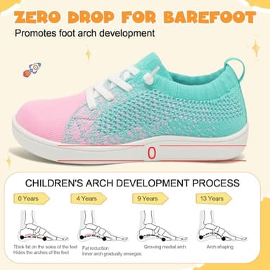 LeIsfIt Toddler Shoes Girls Boys Wide Shoes Kids Zero Drop Minimalist Sneakers Barefoot Slip on Tennis Sneakers Green Pink 12 Little Kid - Image 3