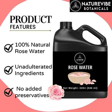 Naturevibe Botanicals Rose Water Hydrosol 946ml | 100% Pure and Natural | Great for Skin Care and Hair Care - Image 6