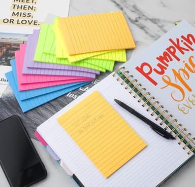 (12 Pack) Lined Sticky Notes 4x6 in Ruled Stickies Super Sticking Power Memo Pads Bright Colors - Image 5