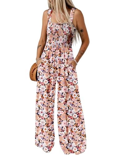 Dokotoo Loose Jumpsuits for Women Overalls Oversized Solid Color Wide Leg One Piece Sleeveless jumpsuit Long Pant Romper with Pockets 2025 Fashion Printed Black Large - Image 1