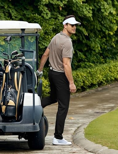 CRZ YOGA Men's All Day Comfy Golf Pants - 34" Quick Dry Lightweight Work Casual Trousers with Pockets Black 34W x 34L - Image 3