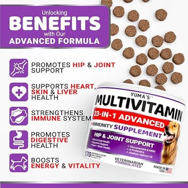 Dog Multivitamin Chewable with Glucosamine - Dog Vitamins and Supplements - 170 Treats - Senior & Puppy Multivitamin for Dogs - Hip & Joint Support - Immune Health, Skin, Heart, Digestion, Probiotics - Image 2