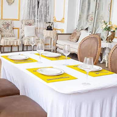 Rinpon Cloth Yellow Placemats Set of 8, Linen Type Fabric Placemats Machine Washable Heat Resistant Placemats Polyester Place Mats for Halloween, Thanksgiving and Christmas Dining Table (Yellow) - Image 7