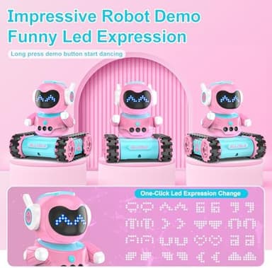 ALLCELE LED RC Robot Toys for Girls with Walkie Talkie, Programming, Music, Demo and LED Function, Remote Control Robot Toy, Gift for Girls 3-8 Years Old Blue Pink - Image 4