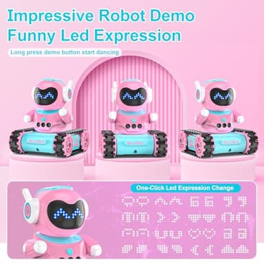 ALLCELE LED RC Robot Toys for Girls with Walkie Talkie, Programming, Music, Demo and LED Function, Remote Control Robot Toy, Gift for Girls 3-8 Years Old Blue Pink - Image 3