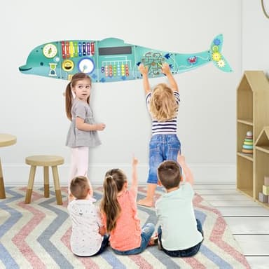 Baotree Activity Wall Busy Board Panels, Montessori Sensory Toys, Wall Activity Center, Educational Toy, Interactive Wooden Learning Toy for Toddler Playroom & Children's Daycare - Image 6