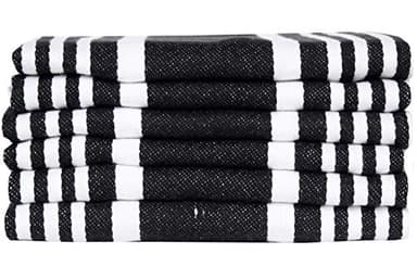 Urban Villa Kitchen Towels 100% Cotton Pack of 6, Highly Absorbent Quick Drying Super Soft Premium Dish Towels for Kitchen with Hanging Loop Hand & Tea Towels - 20x30 Inch, (Black & White, Striped) - Image 4