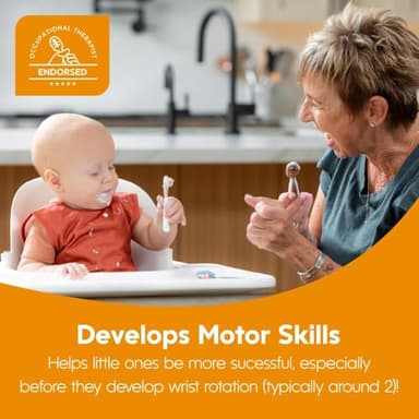 NumNum Baby Spoons Set, Feeding Littles x Silicone Pre-Spoon GOOtensils for Baby Led Weaning, Self-Feeding & Teething, First Stage Toddler Utensils for Ages 6+ Months, 3-Pack, BPA-Free (Neon) - Image 3