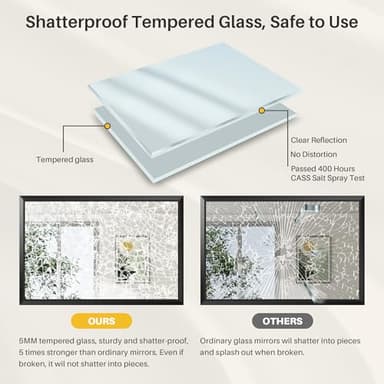 Briivue 40x36 Inch Black Bathroom Mirror for Wall, Thick Metal Framed Rectangle Mirrors for Over Sink, Bedroom, Living Room, Entryway, Anti-Rust, HD Tempered Glass - Image 7