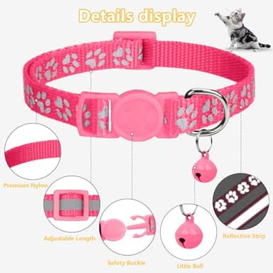 Taglory Kitten Collar Breakaway with Bell, 2 Pack Girl Boy Pet Kitten Collar Adjustable 6-8 Inch for 2-6 Months Cat, Pink - Image 5